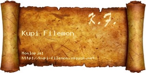 Kupi Filemon névjegykártya